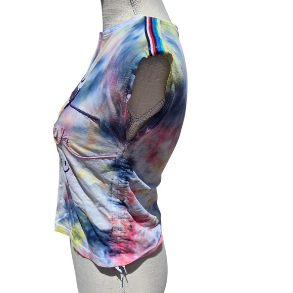 Tommy Hilfiger Tie Dye Crop Top Embroidered Hearts Stars Y2K Girl Size M - Picture 6 of 6
